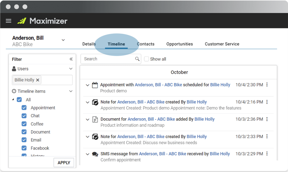 Maximizer’s New Timeline Feature – Tell Me More!
